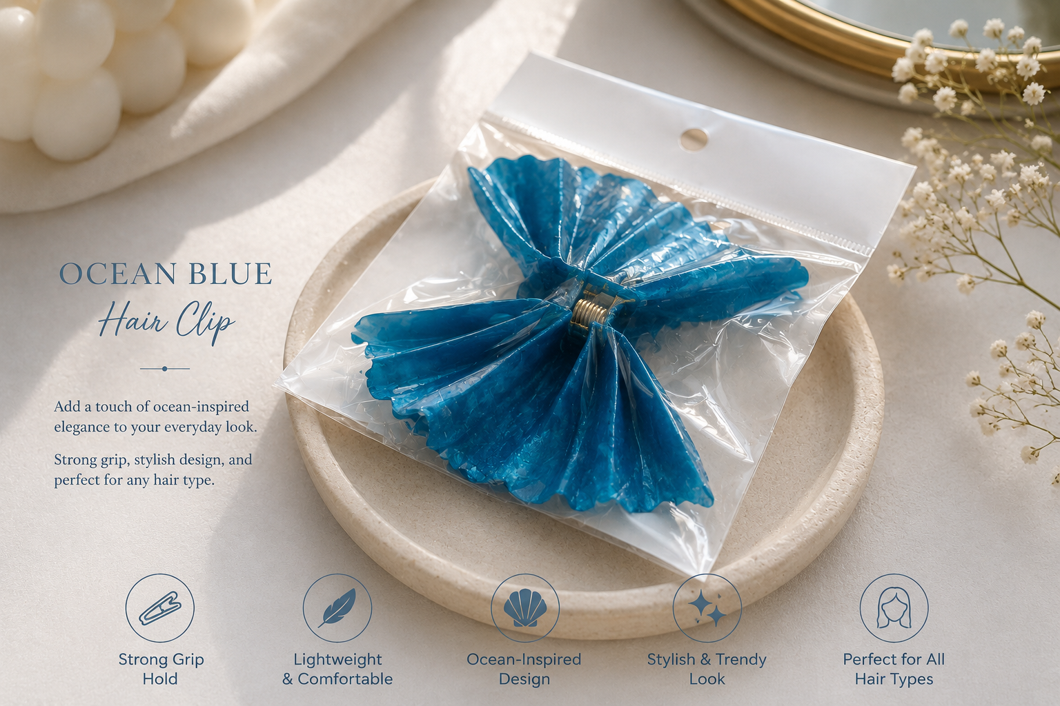 Ocean blue Hair clip